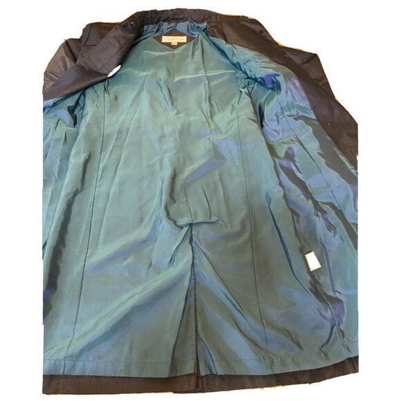 Jones New York Blue Button-Up Trench Coat With Belt Womens M Cotton Blend - Picture 2 of 8